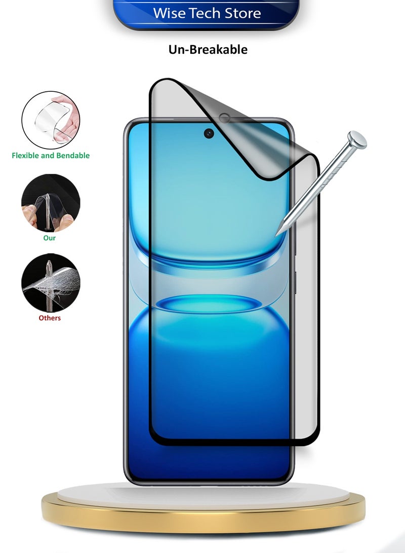 دبليو تيك واقي شاشة فليكسبل كامل من السيراميك النانوي المميز لهاتف vivo iQOO Z10 / vivo iQOO Neo 10 5G 2025 بالغطاء الكامل والغراء الكامل - شفاف/أسود (MSCNMN) - Image 3